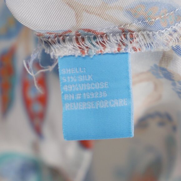J. MCLAUGHLIN Silk Blend Lois Shirt Exotic Floral Elephant Sucre Blossom Size L - Picture 6 of 6